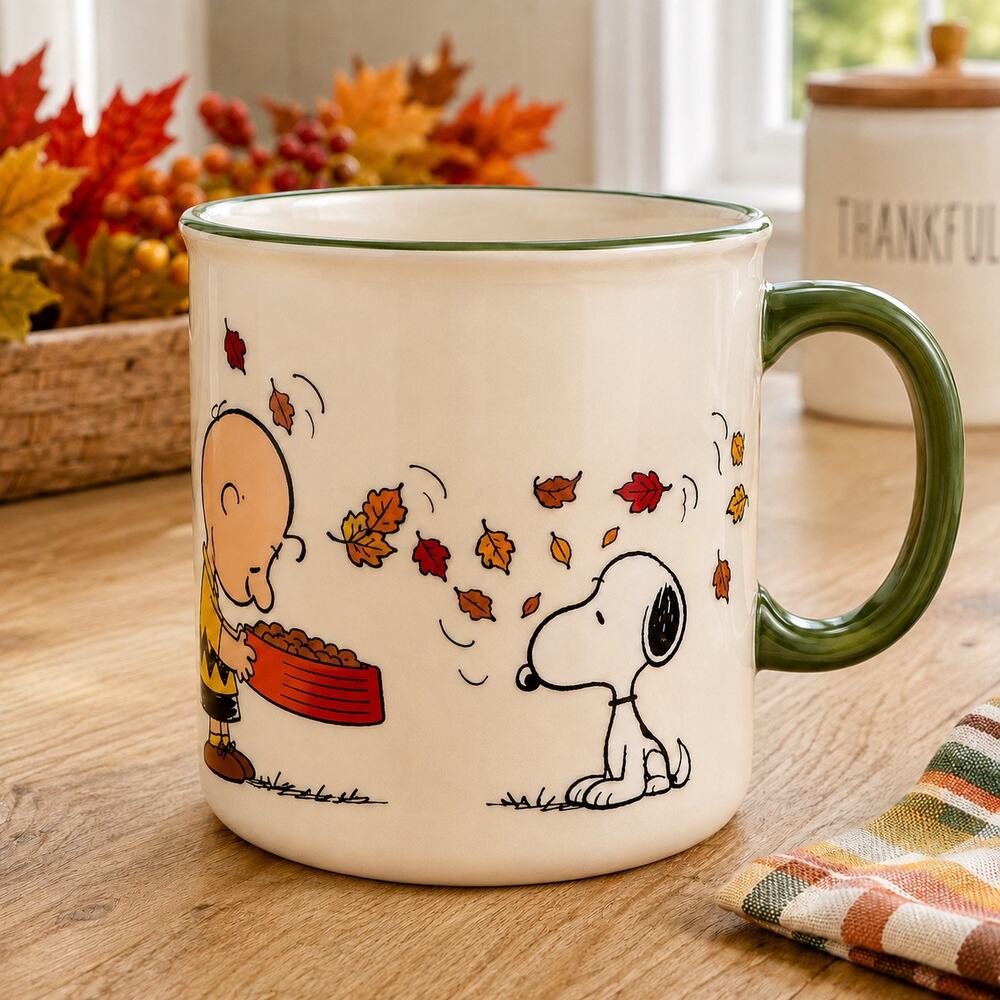 Peanuts Charlie Brown Snoopy Be Giving Fall Thanksgiving Mug Gibson 20 Oz